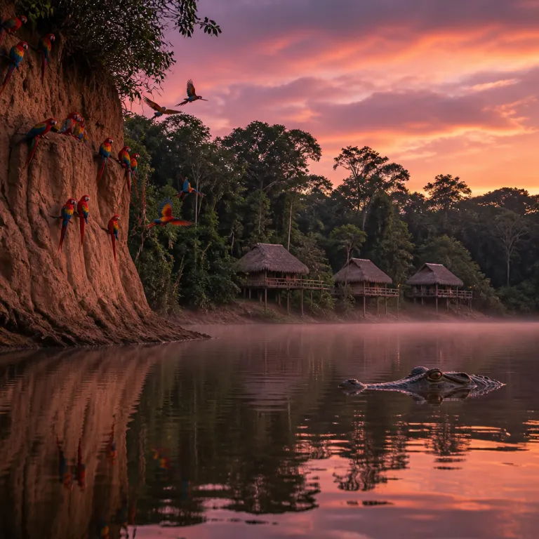 Clay Licks at Dawn, Caiman Eyes at Dusk: A 24-Hour Wildlife Calendar at Three Amazon Lodges